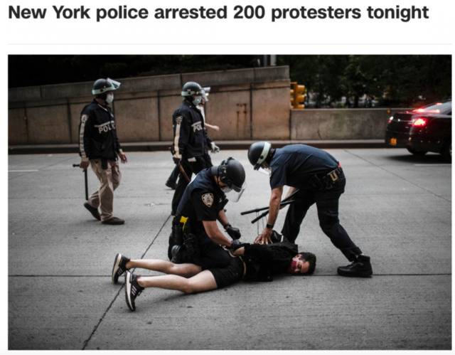 6月2日晚，纽约市逮捕200名抗议者。