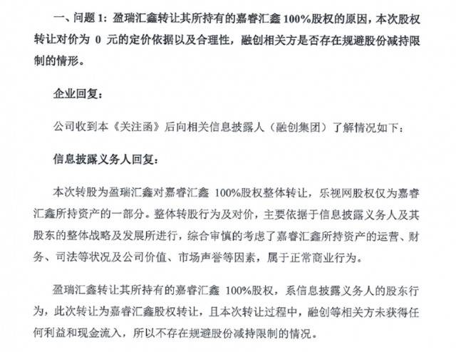 乐视网今起进入退市整理期，回应融创0元转让所持股份