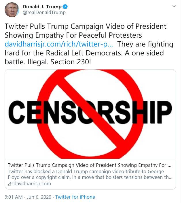 被特朗普抨击移除视频行为“非法”，推特CEO回应：不合乎事实！不非法！