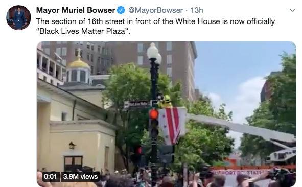穆里尔·鲍泽在推特宣布将街道改名。/推特