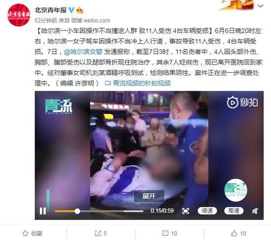 哈尔滨一轿车意外撞进人群：致11人受伤4台车受损