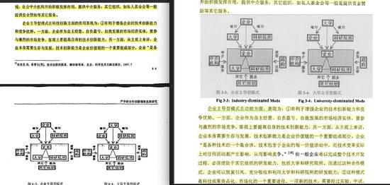 王卓君论文（左）涉嫌抄袭周静珍论文（右）部分。