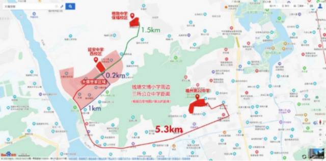 业主提供的地图显示，大儒世家距离延安中学西校区（国光校区）仅0.2km，距离福州第二十二中学5.3km