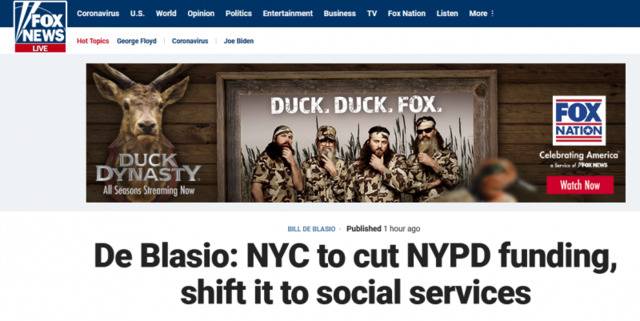 纽约市长：将纽约市警察局部分预算用于社会服务