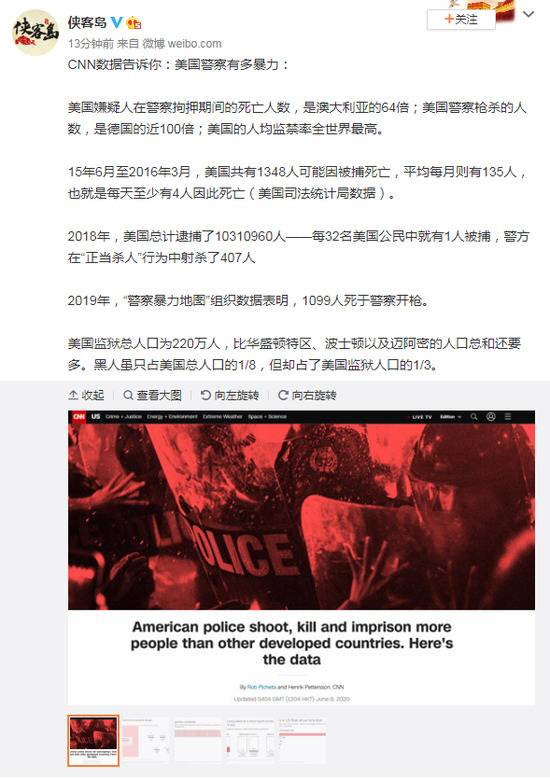 CNN数据告诉你：美国警察有多暴力