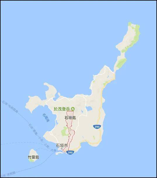 石垣岛地理示意图，红圈中为登野城字范围。以日本视角来看，钓鱼岛及其附属岛屿是登野城字的一个飞地