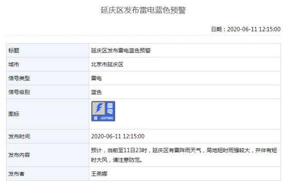 北京多区发布大风、雷电预警