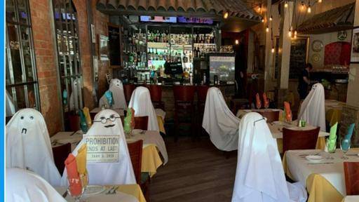 并不是鬼屋：美国一家餐厅用“鬼魂”填补空位，确保社交距离