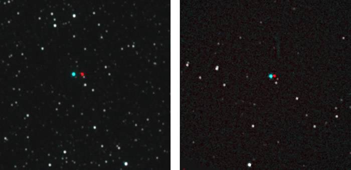 美国宇航局新视野号深空探测器首次向地球传回显示恒星视差stellar parallax图像