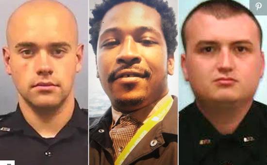 （截图为三名涉案男子，左一是开枪的白人警察罗尔夫，中间是被枪杀的黑人布鲁克斯，右边是当时与罗尔夫一同处理此案的警察布劳斯南）