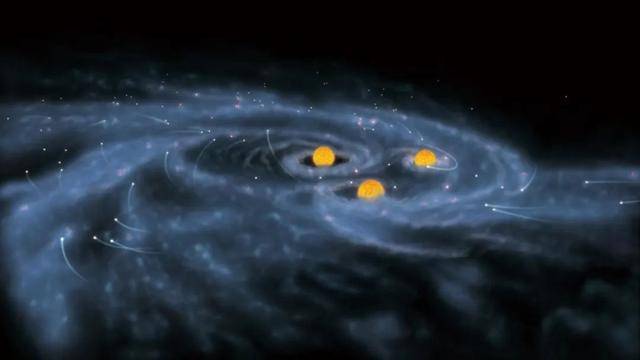 上图为本次研究中所揭示的超大质量恒星的想象图。超大质量黑洞的前身即为这些超大质量恒星。图片来源：日本国立天文台