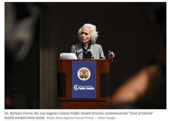 洛杉矶县公共卫生局局长芭芭拉。/《纽约时报》网站截图