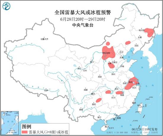 蓝色预警：12省区局地将有8至10级雷暴大风