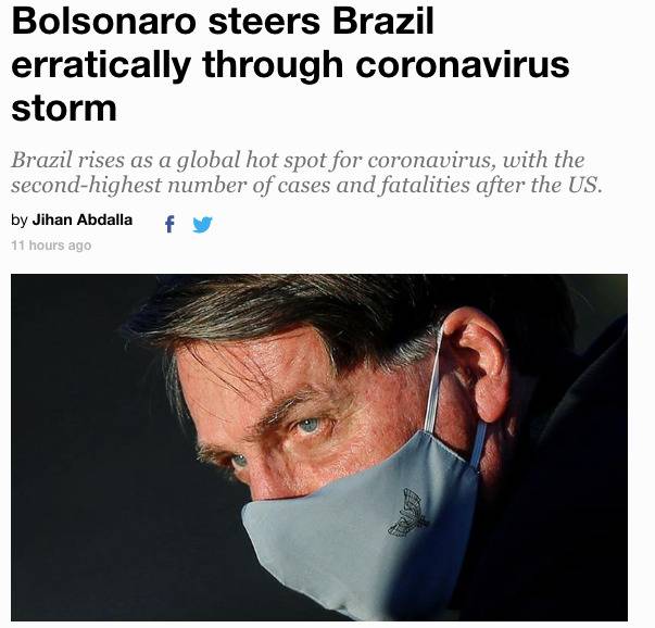 博索纳罗不按常理出牌，带领巴西经历新冠风暴。/路透社网页截图