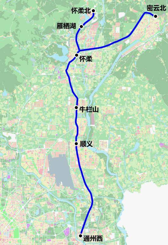 北京市郊铁路城市副中心线西延、通密线明日开通运营