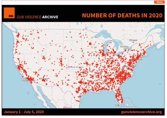 美国枪击暴力档案网站截图。