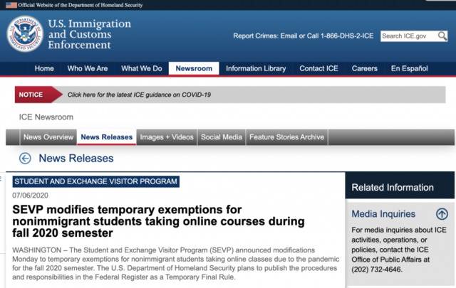 △美国移民和海关执法局发布的相关新闻
