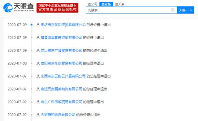 刘强东三天卸任6家京东旗下公司高管职务