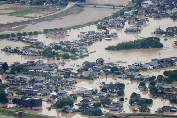 这是7月4日在日本熊本县人吉拍摄的受灾区域。新华社图