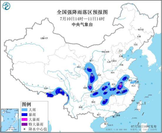 中央气象台继续发布暴雨黄色预警 多地大雨、大暴雨