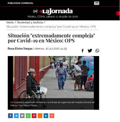△媒体报道截图新闻标题：世卫组织：墨西哥面对“极端复杂”疫情现状