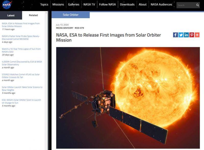 NASA和ESA将发布有史以来最接近太阳的图像