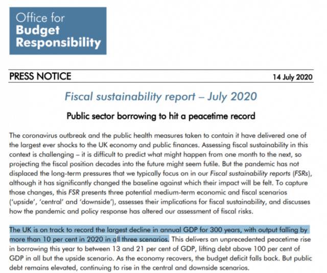 △英国预算责任办公室发布的7月《财政可持续性报告》