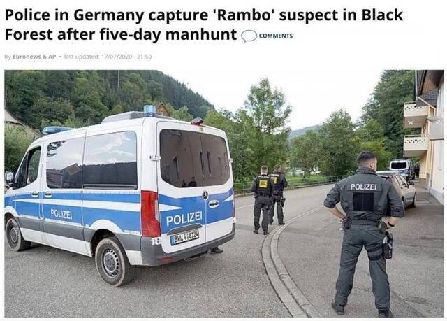 抢夺警察武器并逃入黑森林近6天后，德国“兰博”被逮住了