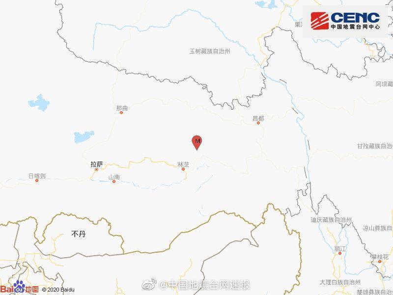 西藏林芝市波密县发生4.5级地震，震源深度8千米