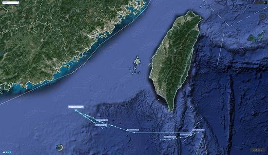  7月17日，美军E-8C侦察机飞行轨迹（图源：SCSPI平台）