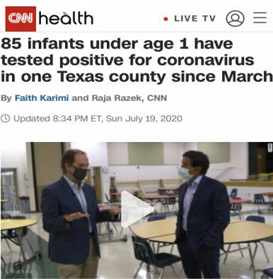 △CNN报道称，得克萨斯州努埃塞斯县85名婴儿感染新冠病毒