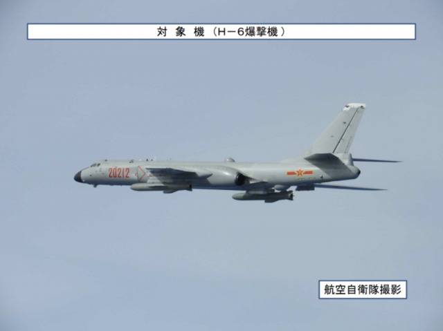 日本航空自卫队拍摄的中国轰-6K轰炸机画面