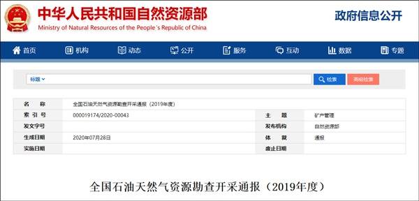 自然资源部：页岩气新增探明地质储量同比增长513.1%