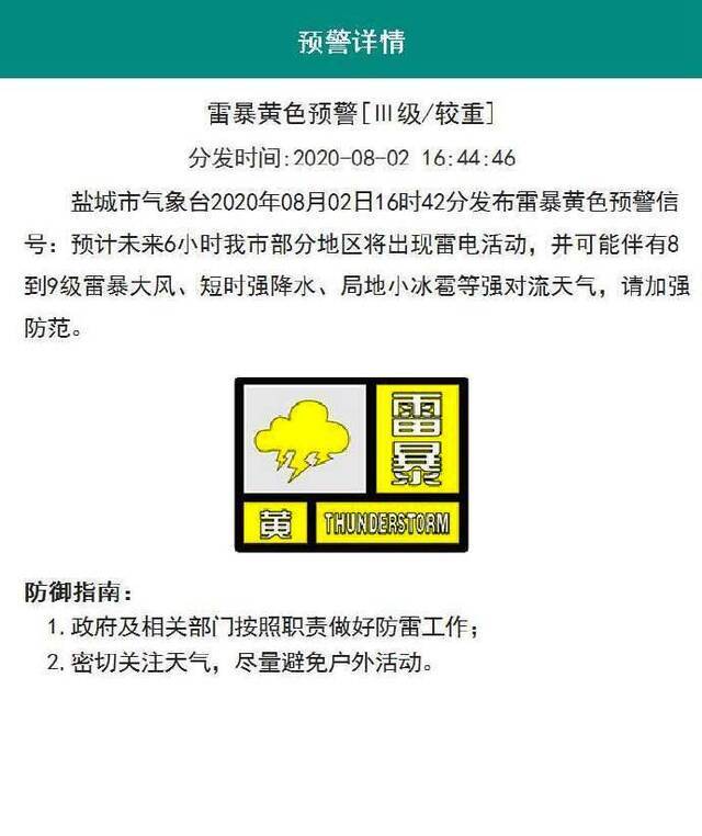 江苏盐城市雷暴预警！“双台风”已生成！