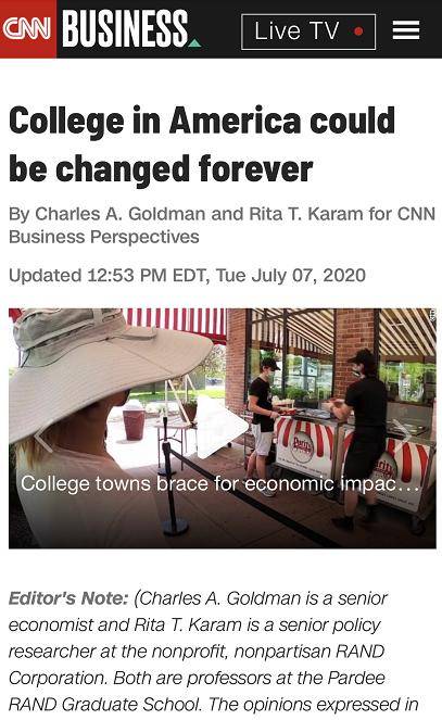 △CNN报道《美国的大学将永远改变》