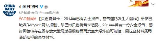 贝鲁特省长:2014年已有安全报告警告谨防发生大爆炸