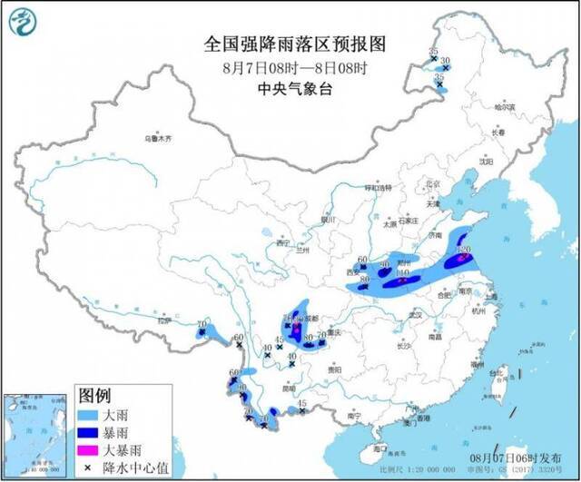 暴雨黄色预警继续发布：山东、河南、四川等局地有大暴雨