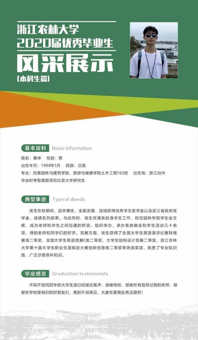 圆梦浙农林2020届优秀毕业生展示之本科生篇