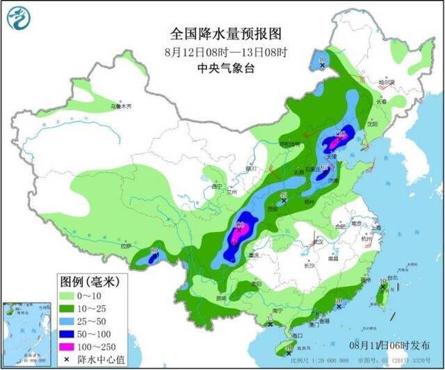 全国降水量预报图。图片来自中央气象台