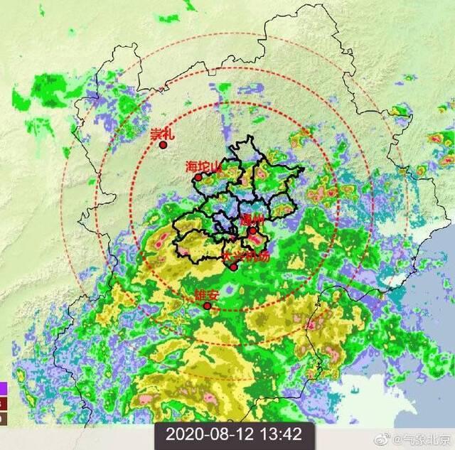 目前北京强降雨集中在大兴和通州一带