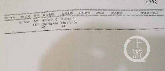 ▲2014年1月1日至2019年3月21日，杨某仙仅一张银行卡的流水就近5亿元。受访者供图