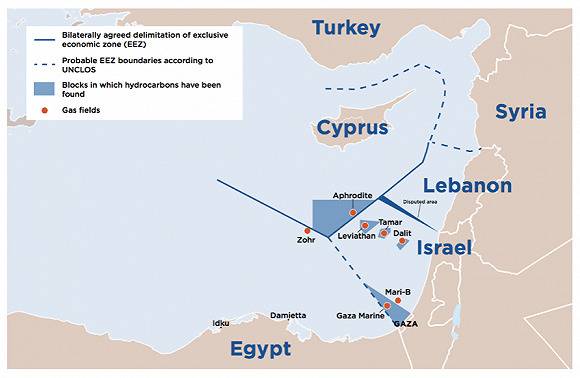 黎凡特海盆内近年来连续发现多个大型气田。图源：NaturalGasWorld