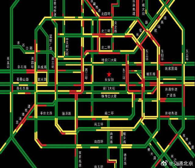 严重拥堵！北京全路网的交通指数为8.1