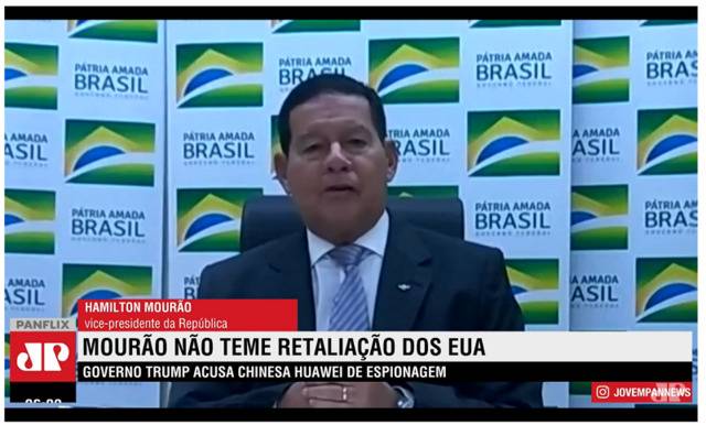 巴西副总统莫朗与记者举行的视频会议画面（来源：巴西媒体Jovempan）