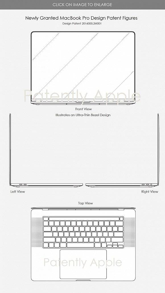 MacBookPro四项外观专利曝光：超窄边框设计
