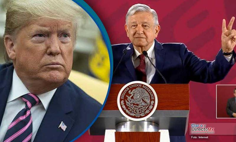△图为美国总统特朗普（左）墨西哥总统洛佩斯（右）