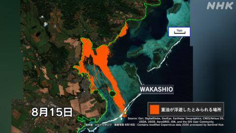 截至15日的燃油扩散情况（NHK电视台）