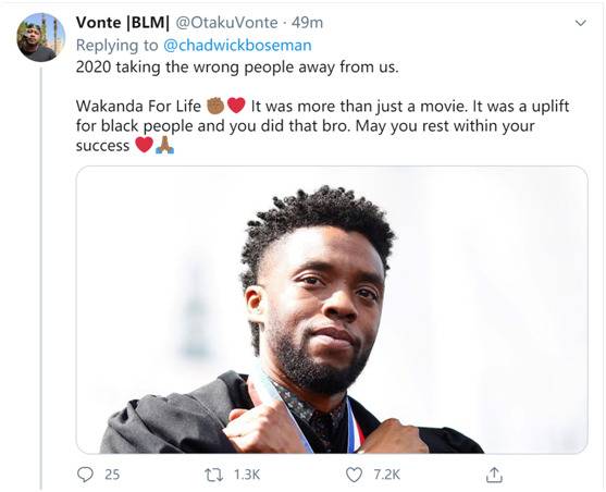 “黑豹”去世冲上推特热搜一 网友悼念：《黑豹》不仅是一部电影 更是对黑人群体的鼓舞