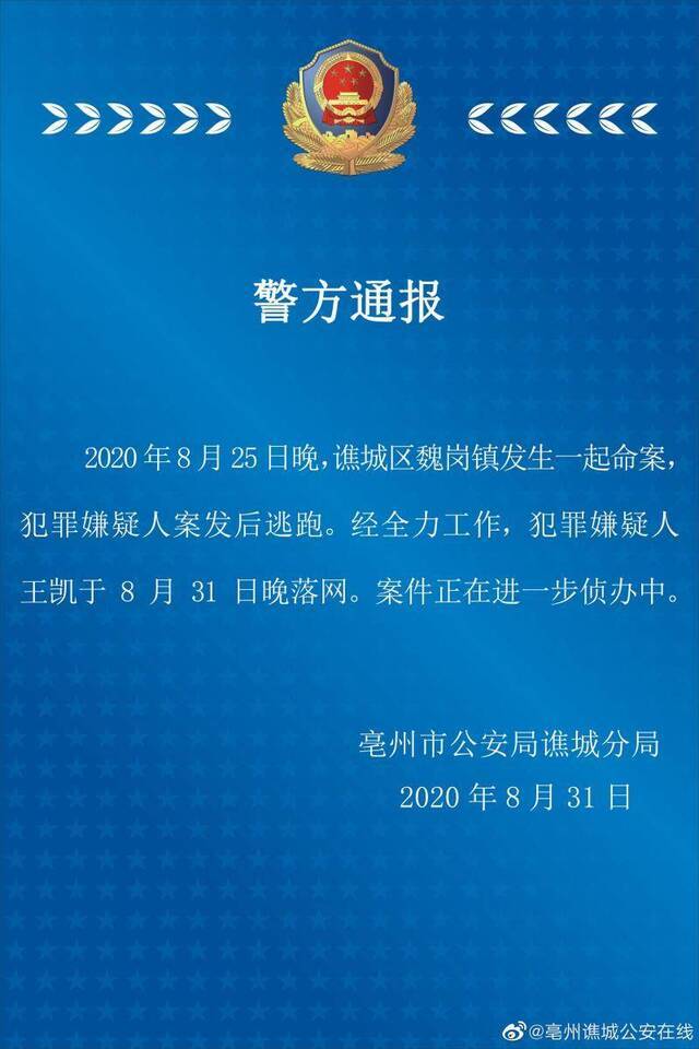 安徽杀婶婶16岁少年落网 警方曾悬赏十万