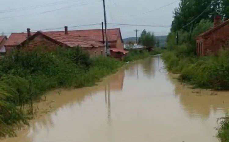 9月3日，雨后，荣华村内的道路已经完全被水淹没。受访者供图